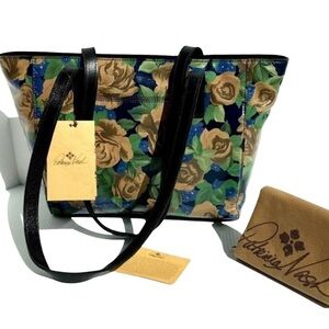 Patricia Nash Varsi Leather Tote Shoulder Bag Blue Sky Rose NWT & Dust Bag